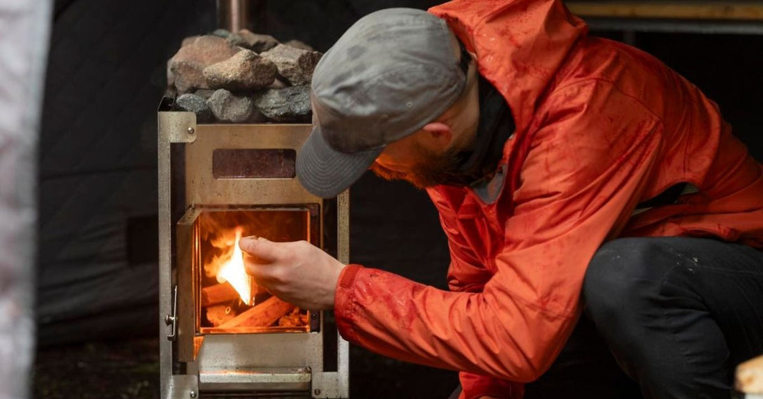 North Shore Sauna sauna tent being used in the winter to promote better sleep.